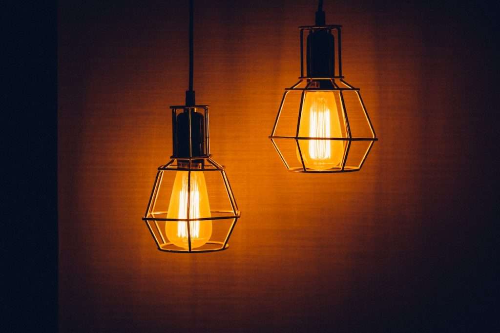 2 Pendant Lamps Turned on
